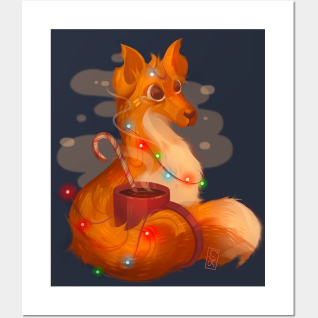 Holiday Fox Wall Art by Claire Lin